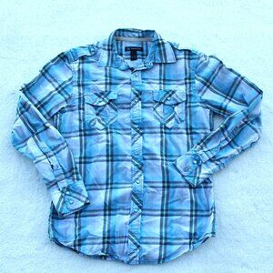 🩵🤠INC International Concepts Western Pearl Snap Men's Long Sleeve Shirt